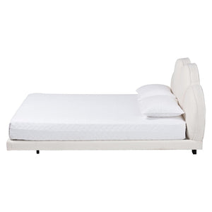 Baxton Studio Baxton Studio Barrera Floating Platform Bed - Elegant Cream Boucle Upholstered Design for Modern Bedrooms King BBT61331-Floating Bed-Cream-King