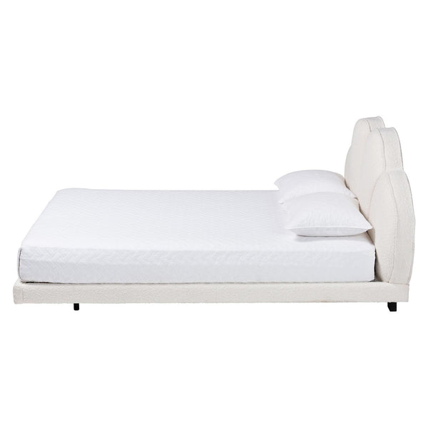 Baxton Studio Baxton Studio Barrera Floating Platform Bed - Elegant Cream Boucle Upholstered Design for Modern Bedrooms King BBT61331-Floating Bed-Cream-King