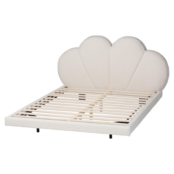 Baxton Studio Baxton Studio Barrera Floating Platform Bed - Elegant Cream Boucle Upholstered Design for Modern Bedrooms King BBT61331-Floating Bed-Cream-King