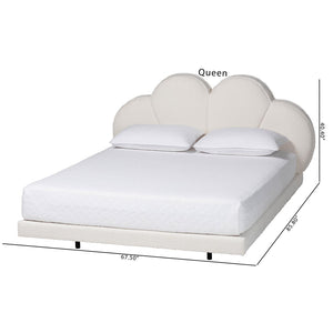 Baxton Studio Baxton Studio Barrera Floating Platform Bed - Elegant Cream Boucle Upholstered Design for Modern Bedrooms King BBT61331-Floating Bed-Cream-King