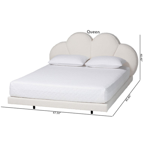 Baxton Studio Baxton Studio Barrera Floating Platform Bed - Elegant Cream Boucle Upholstered Design for Modern Bedrooms King BBT61331-Floating Bed-Cream-King
