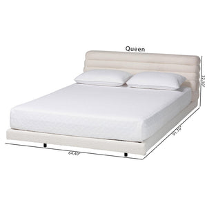 Baxton Studio Baxton Studio Alfie Boucle Floating Bed Frame with Channel Tufted Headboard for Modern Bedrooms King BBT61332-Floating Bed-Cream-King