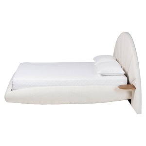 Baxton Studio Baxton Studio Cherise Modern Cream Boucle Floating Bed with Built-In Shelves for Stylish Bedrooms King BBT61326-Floating Bed-Cream-King