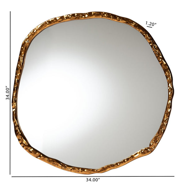 Baxton Studio Baxton Studio Urania Wall Mirror - Irregular Antique Goldleaf Accent for Living Room & Entryway Glamour RXW-10983-Forged Brass-Mirror
