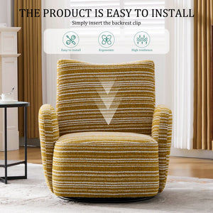 English Elm Modern Boucle 360° Swivel Leisure Chair with High‑Resilience Sponge, Supportive Curve, 550lb Capacity Mustard yellow W395P355482