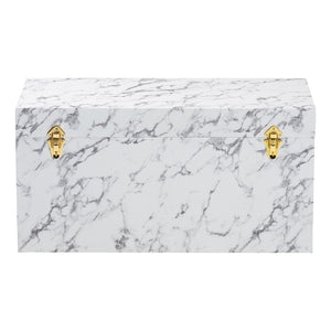 Baxton Studio Baxton Studio Brenta Faux Marble Lift-Top Storage Trunk - Elegant Organizer for Home Décor & Clutter JY24A208-White/Grey-Wooden-Ottoman