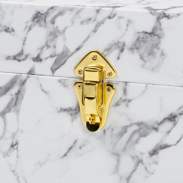 Baxton Studio Baxton Studio Brenta Faux Marble Lift-Top Storage Trunk - Elegant Organizer for Home Décor & Clutter JY24A208-White/Grey-Wooden-Ottoman