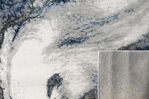 English Elm "Ziv" Ziv" Exquisite Blue And Grey Abstract Area Rug - Durable, Stylish Design For Modern Interiors, 95X7 B030P216134