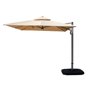 English Elm 9'x 11' Rectangle Cantilever Umbrella with Reinforced 9-Rib Frame, 360° Pedal Rotation, Tilt Adjustment Beige W1859P337795