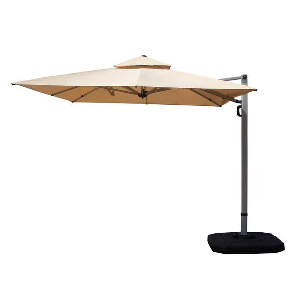 English Elm 9'x 11' Rectangle Cantilever Umbrella with Reinforced 9-Rib Frame, 360° Pedal Rotation, Tilt Adjustment Beige W1859P337795