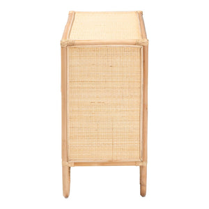 Baxton Studio bali Acelin Handcrafted Rattan Storage Cabinet - Boho Chic Console with Floral Doors for Stylish Living WS016-Large/Double Version-Natural-Rattan-Cabinet