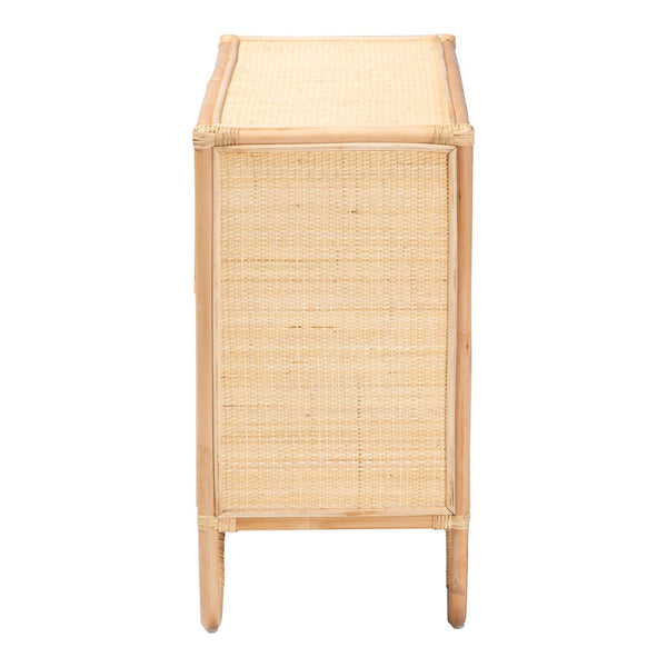 Baxton Studio bali Acelin Handcrafted Rattan Storage Cabinet - Boho Chic Console with Floral Doors for Stylish Living WS016-Large/Double Version-Natural-Rattan-Cabinet