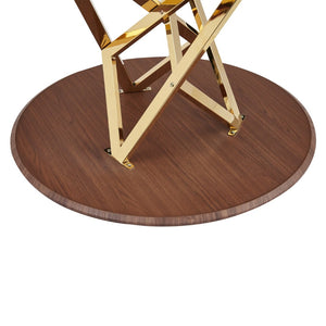 English Elm 37inch Round Walnut Dining Table Polished Golden Steel Legs Seats Four Modern Kitchen W3357P395498