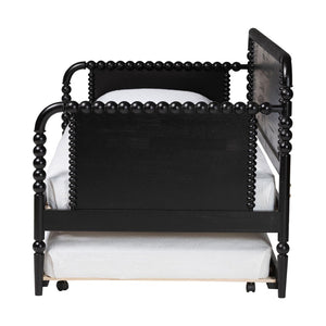 Baxton Studio Baxton Studio Lucera Bobbin Daybed with Rolling Trundle - Timeless Wooden Sofa Bed for Guests & Relaxation Black MG0110-4-Black-Daybed/T