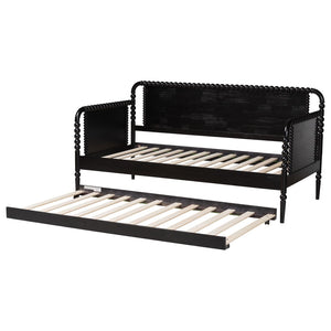 Baxton Studio Baxton Studio Lucera Bobbin Daybed with Rolling Trundle - Timeless Wooden Sofa Bed for Guests & Relaxation Black MG0110-4-Black-Daybed/T