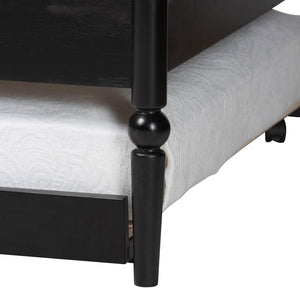 Baxton Studio Baxton Studio Lucera Bobbin Daybed with Rolling Trundle - Timeless Wooden Sofa Bed for Guests & Relaxation Black MG0110-4-Black-Daybed/T