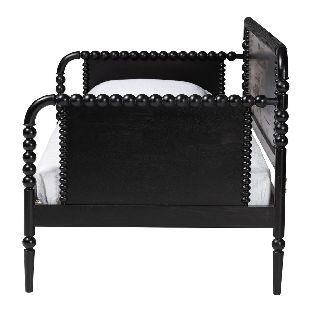Baxton Studio Baxton Studio Lucera Daybed - Vintage Wooden Spindle Bed Frame, Twin Sofa Bed for Elegant Interiors MG0110-4-Black-Daybed