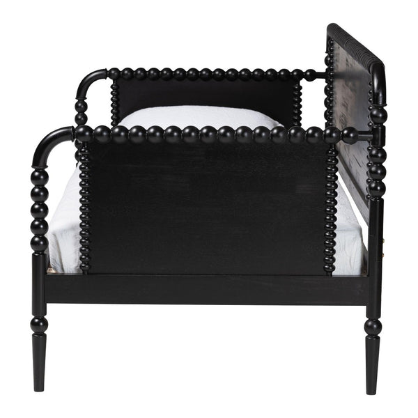 Baxton Studio Baxton Studio Lucera Daybed - Vintage Wooden Spindle Bed Frame, Twin Sofa Bed for Elegant Interiors MG0110-4-Black-Daybed