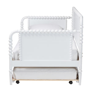 Baxton Studio Baxton Studio Lucera Bobbin Daybed with Rolling Trundle - Timeless Wooden Sofa Bed for Guests & Relaxation White MG0110-4-White-Daybed/T