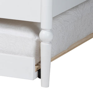 Baxton Studio Baxton Studio Lucera Bobbin Daybed with Rolling Trundle - Timeless Wooden Sofa Bed for Guests & Relaxation White MG0110-4-White-Daybed/T