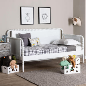 Baxton Studio Baxton Studio Lucera Daybed - Elegant Wooden Frame with Spindle Design, Perfect for Bedrooms & Guests MG0110-4-White-Daybed