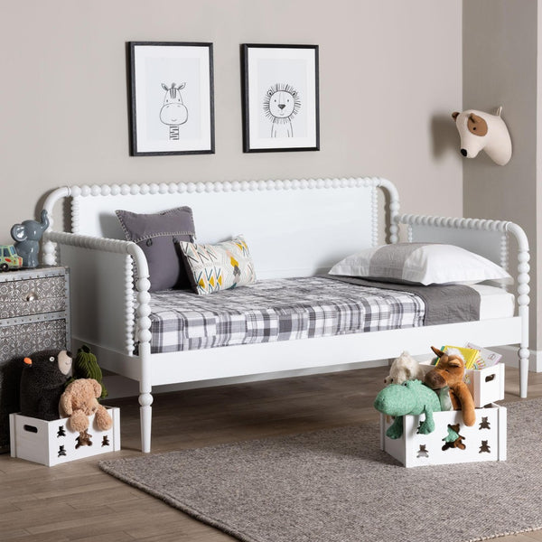 Baxton Studio Baxton Studio Lucera Daybed - Elegant Wooden Frame with Spindle Design, Perfect for Bedrooms & Guests MG0110-4-White-Daybed