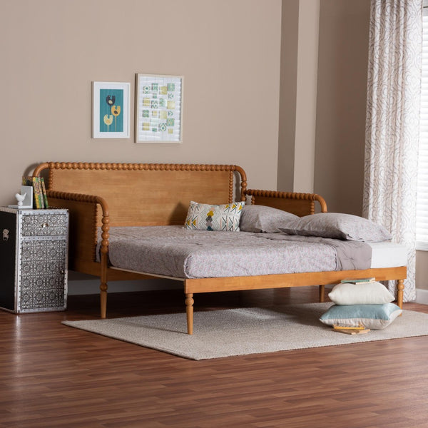 Baxton Studio Baxton Studio Lucera Expandable Twin-to-King Daybed - Classic Oak Wood Frame with Spindle Design MG0110-5-NTOak-Twin to King-Daybed