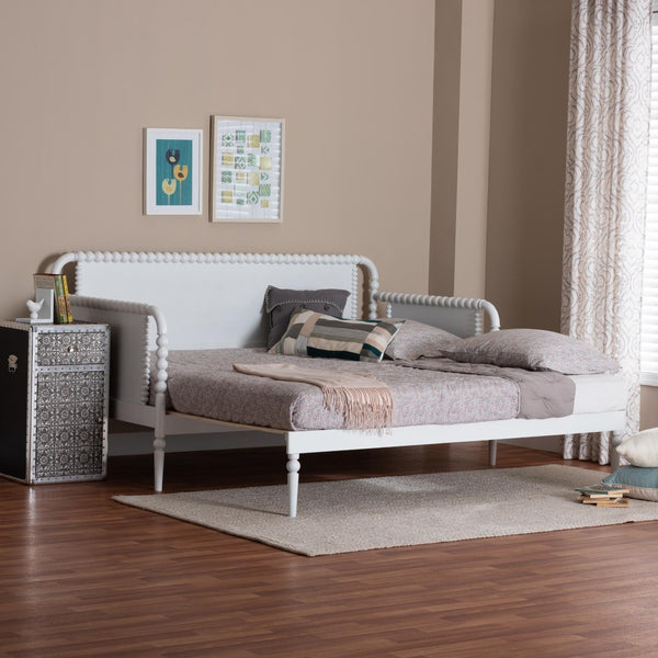 Baxton Studio Baxton Studio Lucera Expandable Daybed - Versatile Twin-to-King Wood Bed Frame with Vintage Charm MG0110-5-White-Twin to King-Daybed