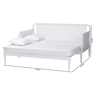 Baxton Studio Baxton Studio Lucera Expandable Daybed - Versatile Twin-to-King Wood Bed Frame with Vintage Charm MG0110-5-White-Twin to King-Daybed