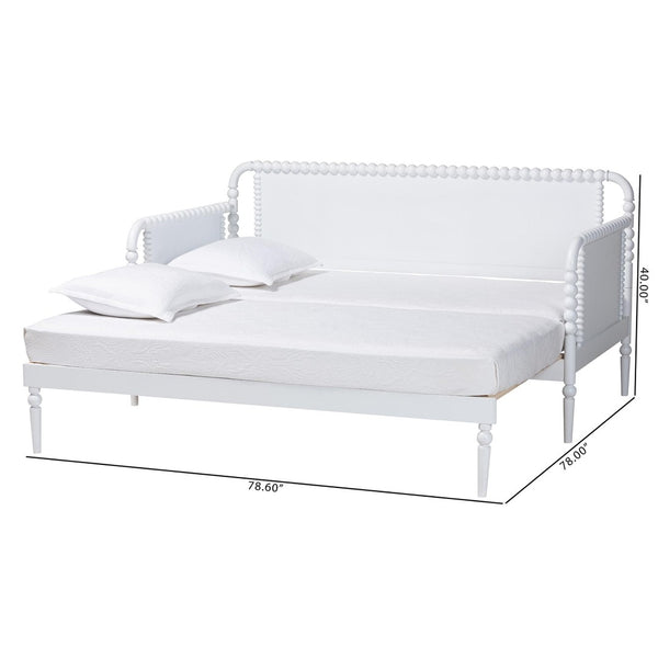 Baxton Studio Baxton Studio Lucera Expandable Daybed - Versatile Twin-to-King Wood Bed Frame with Vintage Charm MG0110-5-White-Twin to King-Daybed