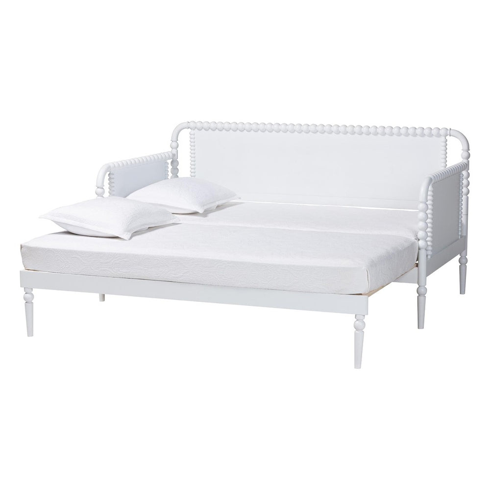 Baxton Studio Baxton Studio Lucera Expandable Daybed - Versatile Twin-to-King Wood Bed Frame with Vintage Charm MG0110-5-White-Twin to King-Daybed