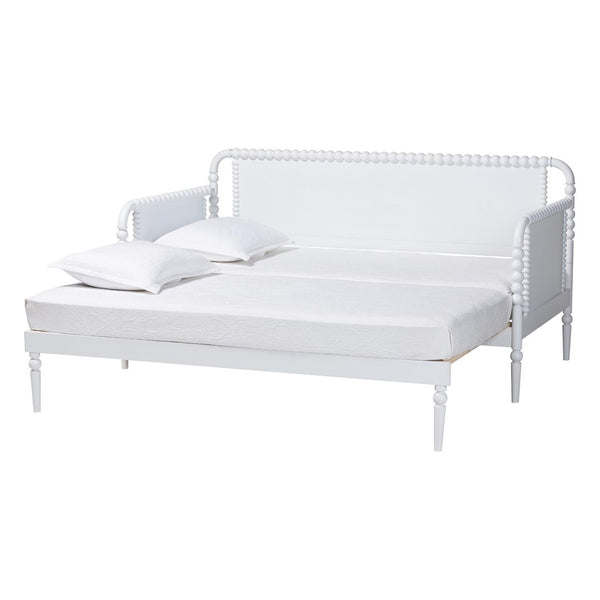 Baxton Studio Baxton Studio Lucera Expandable Daybed - Versatile Twin-to-King Wood Bed Frame with Vintage Charm MG0110-5-White-Twin to King-Daybed