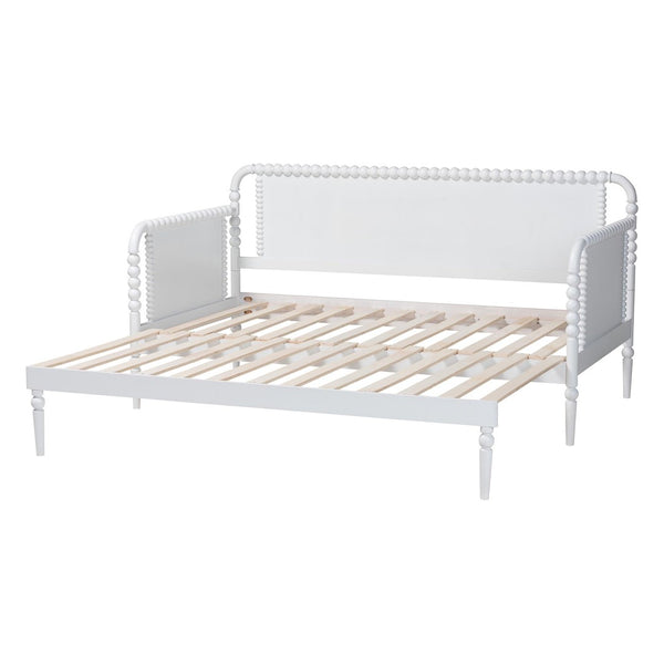 Baxton Studio Baxton Studio Lucera Expandable Daybed - Versatile Twin-to-King Wood Bed Frame with Vintage Charm MG0110-5-White-Twin to King-Daybed