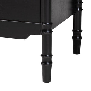 Baxton Studio Baxton Studio Marisela 4-Piece Bedroom Set - Modern Canopy Bed with Rattan Headboard & Dresser Queen Jabari-Black-Queen 4PC Bedroom Set