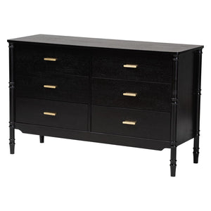 Baxton Studio Baxton Studio Marisela 4-Piece Bedroom Set - Elegant Canopy Bed, Rattan Headboard & Modern Furniture Queen Abeni-Black-Queen 4PC Bedroom Set