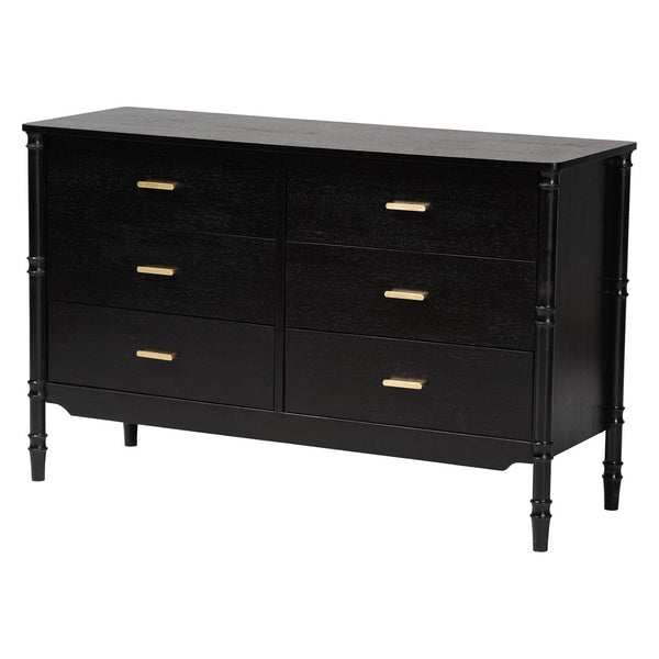 Baxton Studio Baxton Studio Marisela 4-Piece Bedroom Set - Elegant Canopy Bed, Rattan Headboard & Modern Furniture Queen Abeni-Black-Queen 4PC Bedroom Set