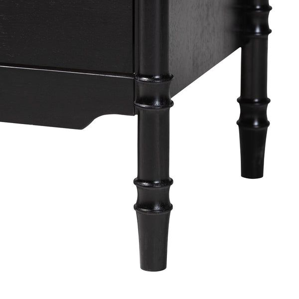Baxton Studio Baxton Studio Marisela 4-Piece Bedroom Set - Elegant Canopy Bed, Rattan Headboard & Modern Furniture Queen Abeni-Black-Queen 4PC Bedroom Set