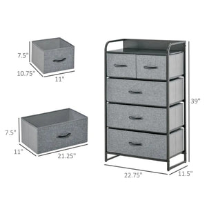 English Elm Freestanding Steel Frame Tower with Linen Fabric Drawers for Organized Home Storage T3971P469634