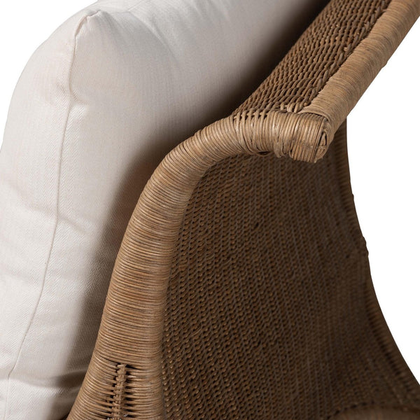 Baxton Studio bali Kalisha Natural Rattan Daybed with Cushions - Handcrafted Coastal Boho Indoor Lounge Sofa Kalisha-Grey/Rattan-Daybed