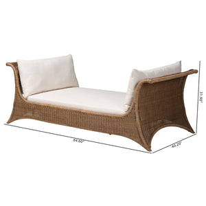 Baxton Studio bali Kalisha Natural Rattan Daybed with Cushions - Handcrafted Coastal Boho Indoor Lounge Sofa Kalisha-Grey/Rattan-Daybed