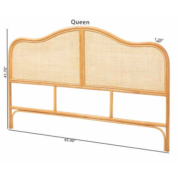 Baxton Studio bali Adelita Natural Rattan Arched Headboard - Handwoven Coastal Boho Design for Queen Beds, Eco-Friendly Adelita-Light Honey/Rattan-HB-Queen
