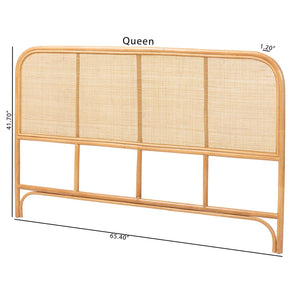 Baxton Studio bali Agota Natural Rattan Headboard - Handwoven Coastal Boho Design, Effortless Style for Your Bedroom Agota-Light Honey/Rattan-HB-Queen