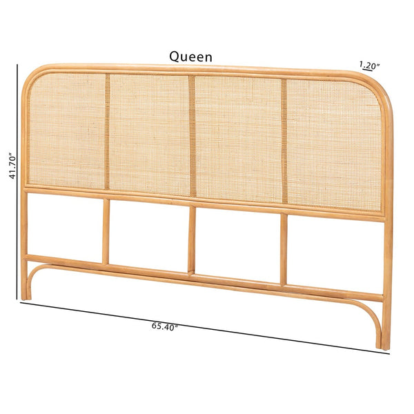 Baxton Studio bali Agota Natural Rattan Headboard - Handwoven Coastal Boho Design, Effortless Style for Your Bedroom Agota-Light Honey/Rattan-HB-Queen