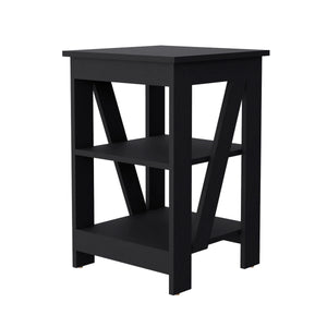 English Elm Wenge Modern Side Table with 2 Shelves — Engineered Wood Accent End Table for Living Room Storage and Display (23.8" H) B062P193656