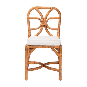 Baxton Studio bali Alondra Handwoven Rattan Dining Chair - Coastal Boho Side Chair with Removable Cushion, Versatile Comfort for Modern Spaces Alondra-Light Honey/Rattan-No Arm-Cushion-DC