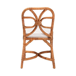 Baxton Studio bali Alondra Handwoven Rattan Dining Chair - Coastal Boho Side Chair with Removable Cushion, Versatile Comfort for Modern Spaces Alondra-Light Honey/Rattan-No Arm-Cushion-DC