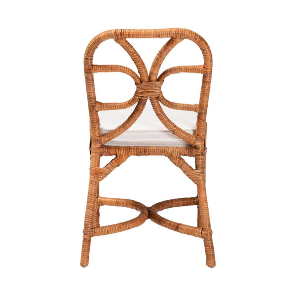 Baxton Studio bali Alondra Handwoven Rattan Dining Chair - Coastal Boho Side Chair with Removable Cushion, Versatile Comfort for Modern Spaces Alondra-Light Honey/Rattan-No Arm-Cushion-DC