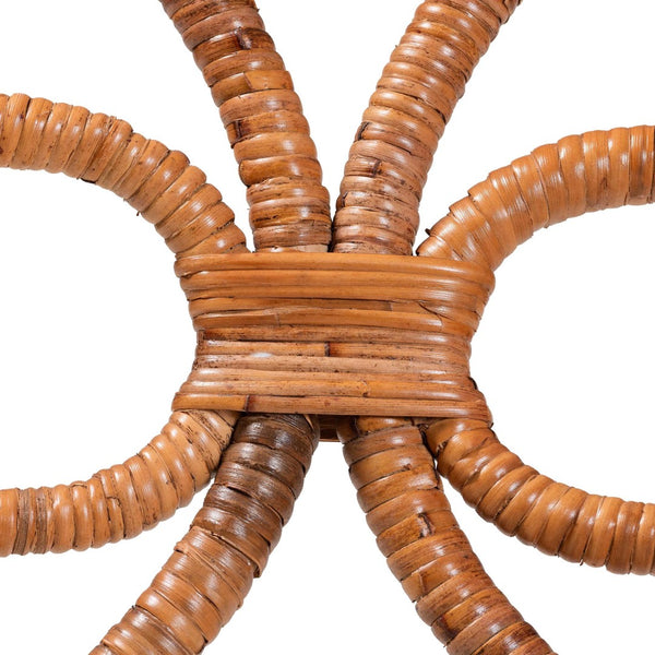 Baxton Studio bali Alondra Handwoven Rattan Dining Chair - Coastal Boho Accent Chair with Removable Cushion, Ready to Use Alondra-Light Honey/Rattan-Arm-Cushion-DC