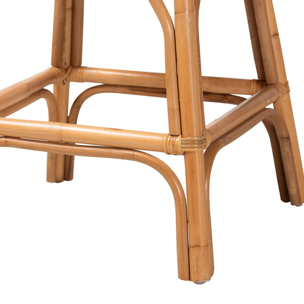 Baxton Studio bali Adam Handwoven Rattan Swivel Counter Stool with Cushion - Coastal Chic Bar Chair for Kitchen Use Adam-Light Honey/Rattan-Swivel-Cushion-CS