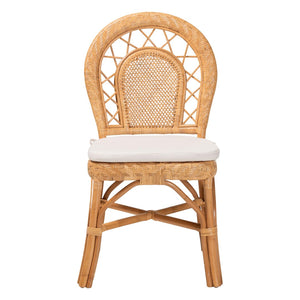 Baxton Studio bali & pari Adam Handwoven Rattan Dining Chair - Curved Backrest, Removable Cushion, Coastal Charm Adam-Light Honey/Rattan-Cushion-DC
